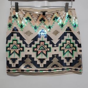 EXPRESS /  strech skirt mini Aztec sequin